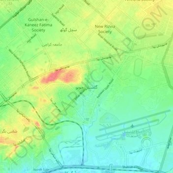 Gulistan-e-Jauhar topographic map, elevation, terrain