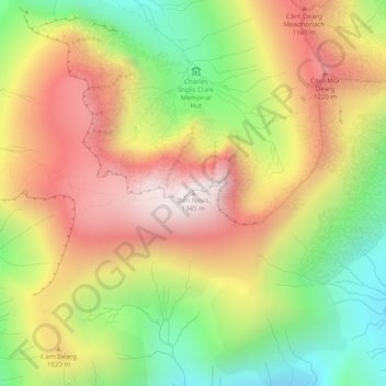 Ben Nevis topographic map, elevation, terrain