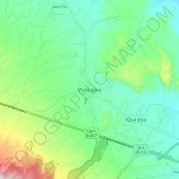 Moncagua topographic map, elevation, terrain