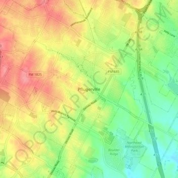 Pflugerville topographic map, elevation, terrain