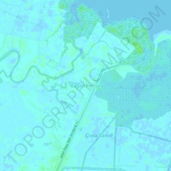 Bagan Percut topographic map, elevation, terrain