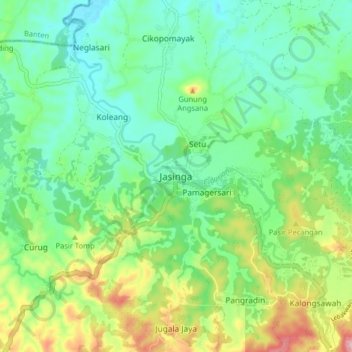 Jasinga topographic map, elevation, terrain