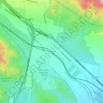 Devore topographic map, elevation, terrain
