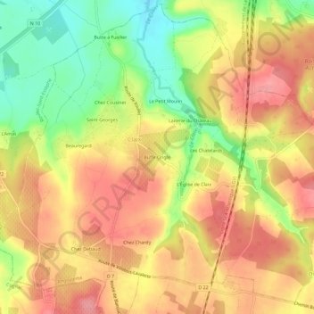 Buffe Ongle topographic map, elevation, terrain