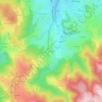 Le Pinay topographic map, elevation, terrain