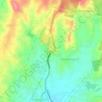 Udayapura topographic map, elevation, terrain