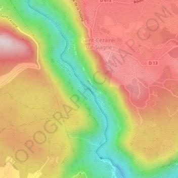 Grotte des Tuves topographic map, elevation, terrain