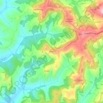 Pastine topographic map, elevation, terrain