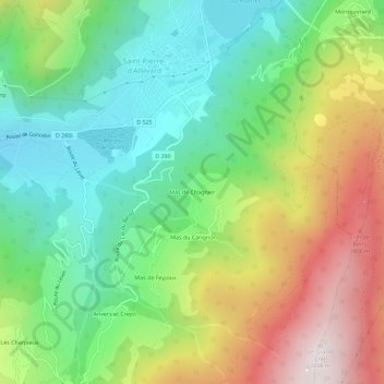 Mas de Chagnier topographic map, elevation, terrain