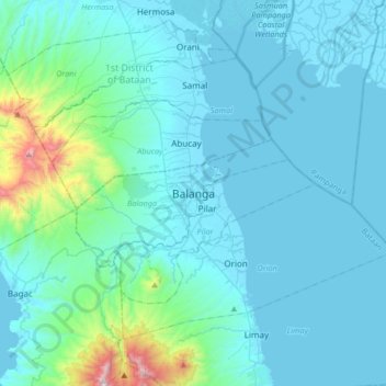 Balanga topographic map, elevation, terrain