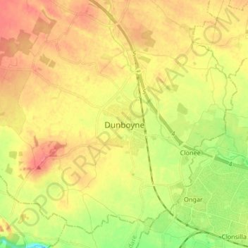Dunboyne topographic map, elevation, terrain
