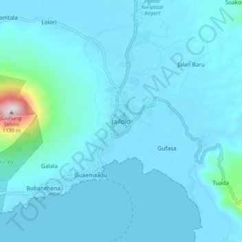 Jailolo topographic map, elevation, terrain