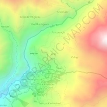 Gree topographic map, elevation, terrain