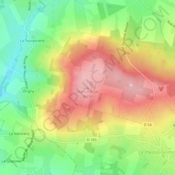 Mont Pinçon topographic map, elevation, terrain