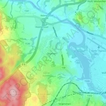 Skjettenbyen topographic map, elevation, terrain