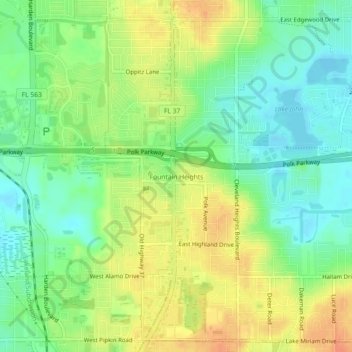 Fountain Heights topographic map, elevation, terrain