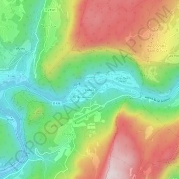 Étables topographic map, elevation, terrain