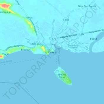 Basey topographic map, elevation, terrain