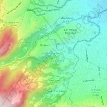 Rincón Eslava topographic map, elevation, terrain