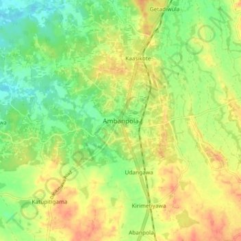 Ambanpola topographic map, elevation, terrain