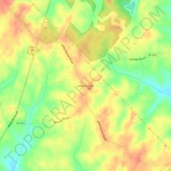 Jeffersonton topographic map, elevation, terrain