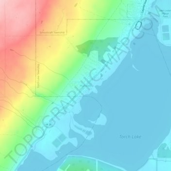 Hubbell topographic map, elevation, terrain