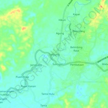 Tanjung topographic map, elevation, terrain