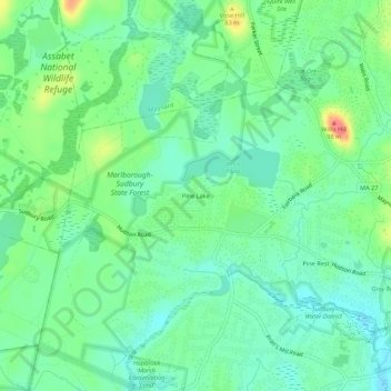 Pine Lake topographic map, elevation, terrain