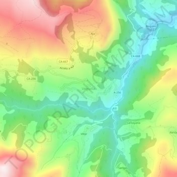 Veguilla topographic map, elevation, terrain