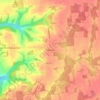 Baptistown topographic map, elevation, terrain