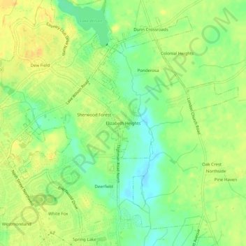 Elizabeth Heights topographic map, elevation, terrain