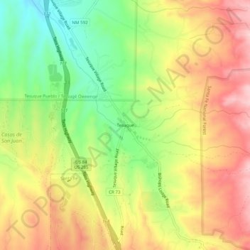 Tesuque topographic map, elevation, terrain