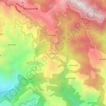barlowganj topographic map, elevation, terrain