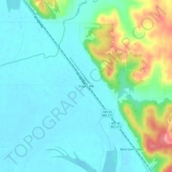 Sugar Lake topographic map, elevation, terrain
