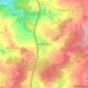 Seubtendorf topographic map, elevation, terrain