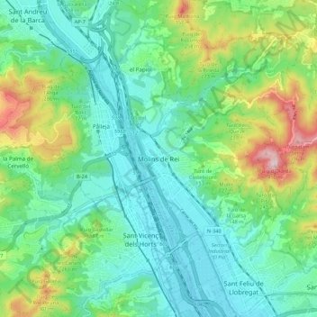 Molins de Rei topographic map, elevation, terrain