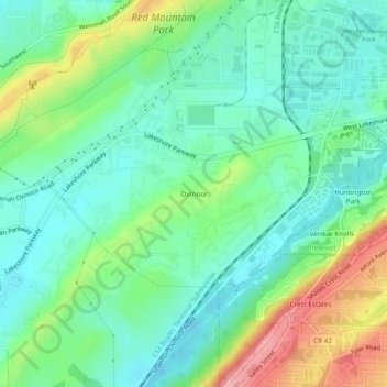 Oxmoor topographic map, elevation, terrain