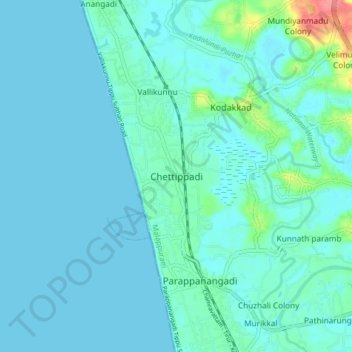 Chettippadi topographic map, elevation, terrain