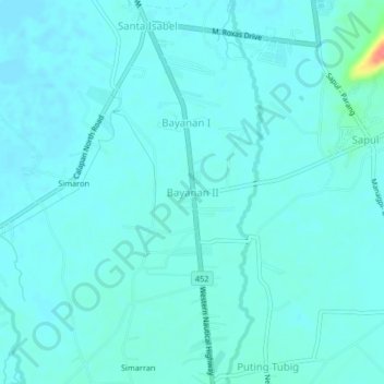 Bayanan II topographic map, elevation, terrain