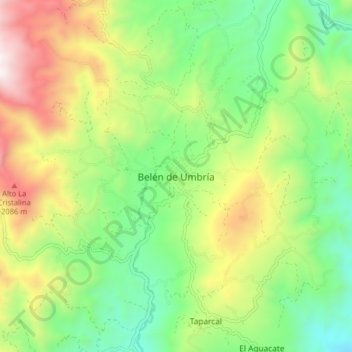 Belén de Umbría topographic map, elevation, terrain