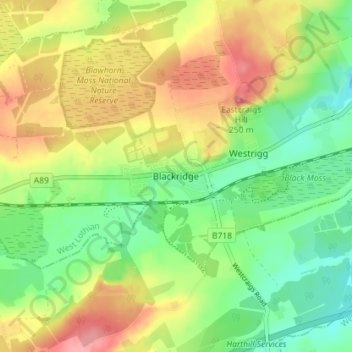 Blackridge topographic map, elevation, terrain