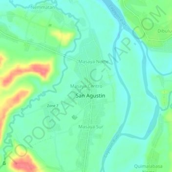 Masaya Centro topographic map, elevation, terrain