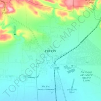 Bela-Bela topographic map, elevation, terrain