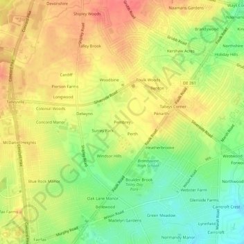 Pembrey topographic map, elevation, terrain