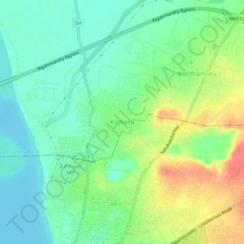 Katheru topographic map, elevation, terrain