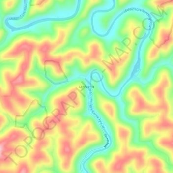Confluence topographic map, elevation, terrain