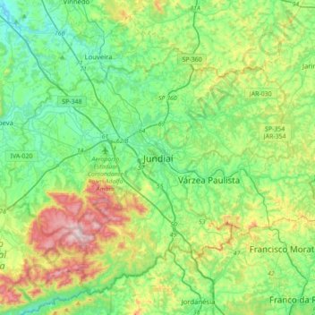 Jundiaí topographic map, elevation, terrain