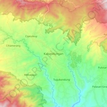 Kabandungan topographic map, elevation, terrain
