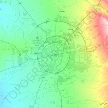 Erbil topographic map, elevation, terrain