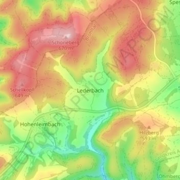 Lederbach topographic map, elevation, terrain